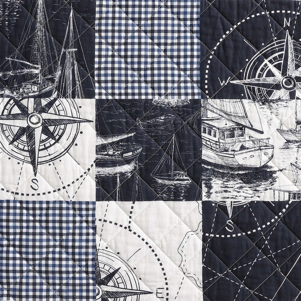 Nautica Sailor's Patchwork Blue Full/Queen Quilt Set