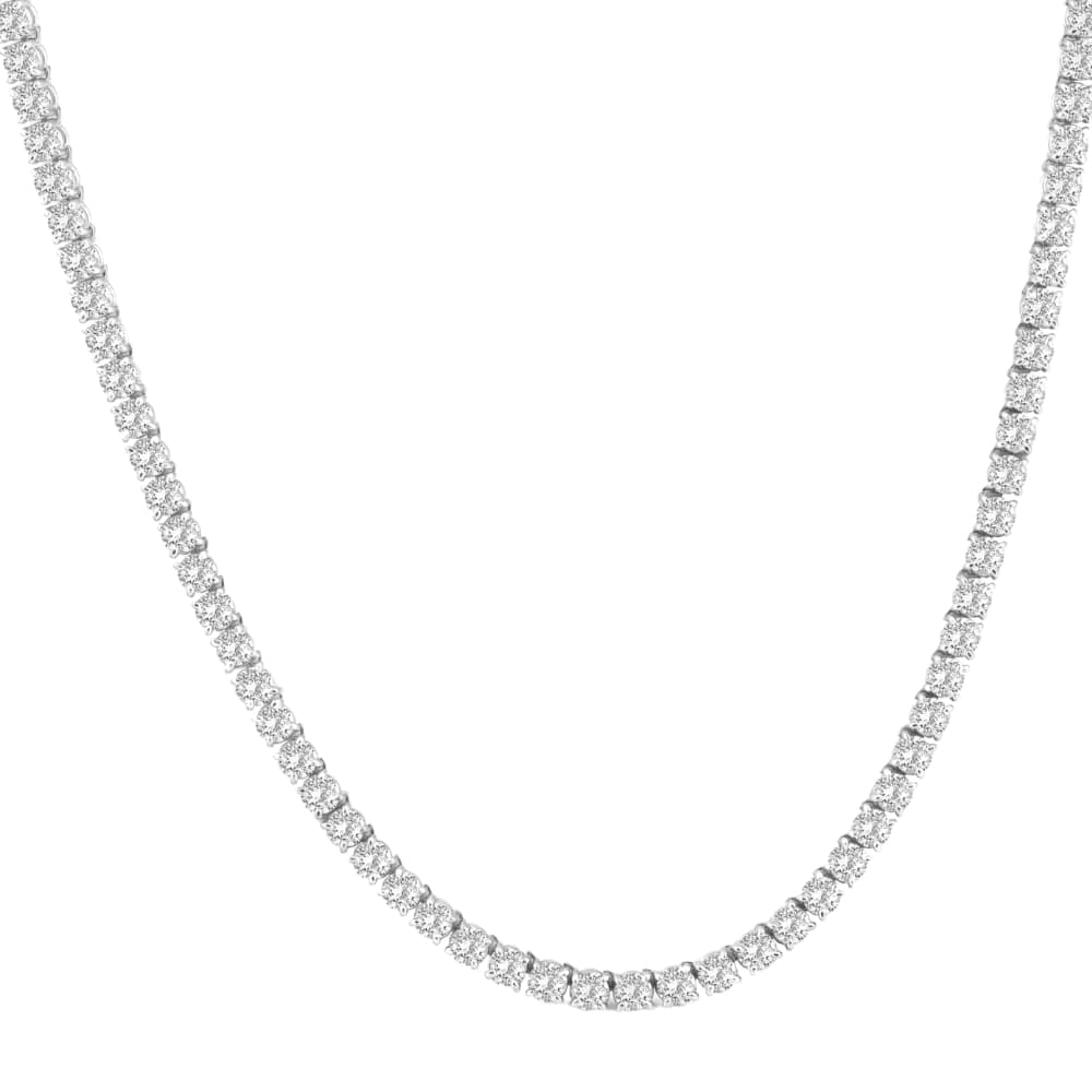 23 Ct TW Round Cut lab Grown Diamond Tennis Necklace 14K White Gold 18"