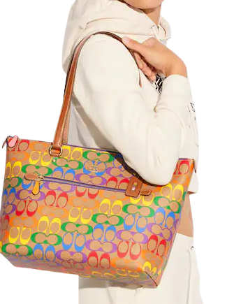 Coach Gallery Tote In Rainbow Signature Canvas