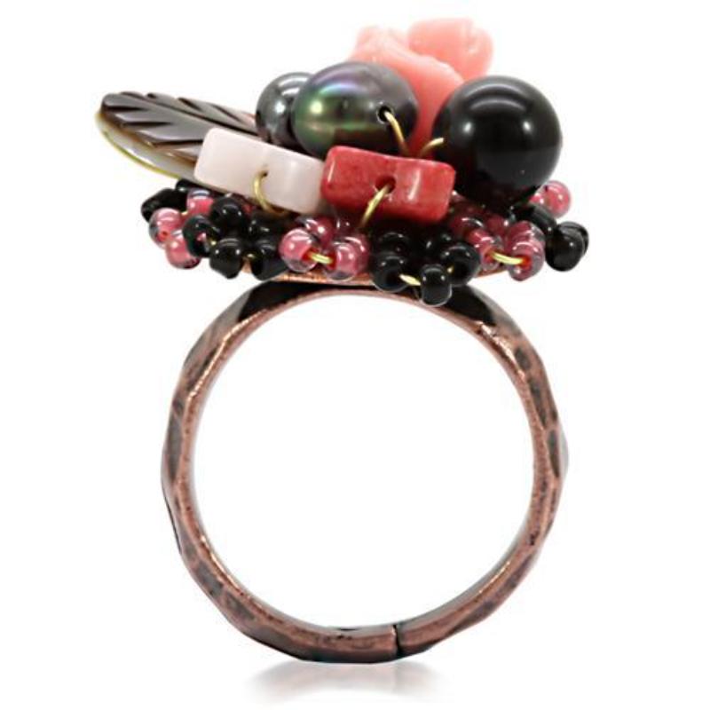 Antique Tone Brass Ring with Assorted in Multi Color
