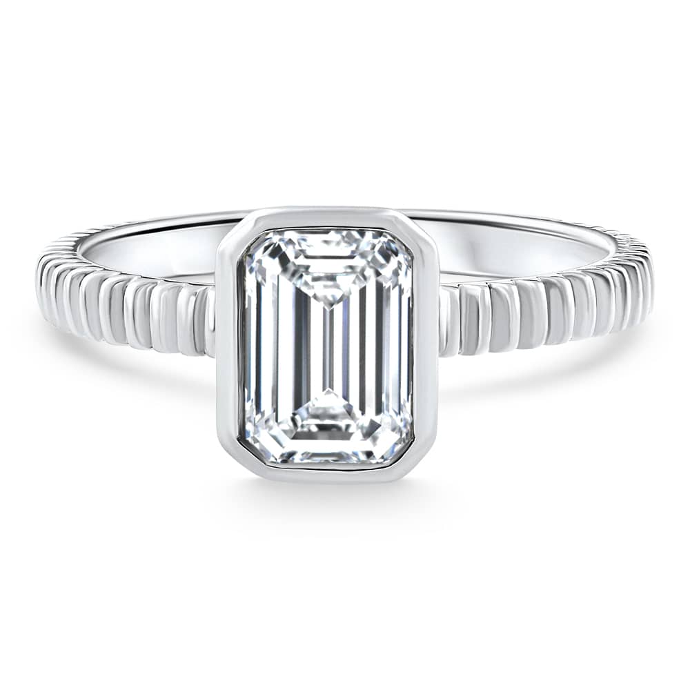 Certified 2 - 6Ct Solitaire Emerald Diamond Bezel Engagement Ring Gold Lab Grown