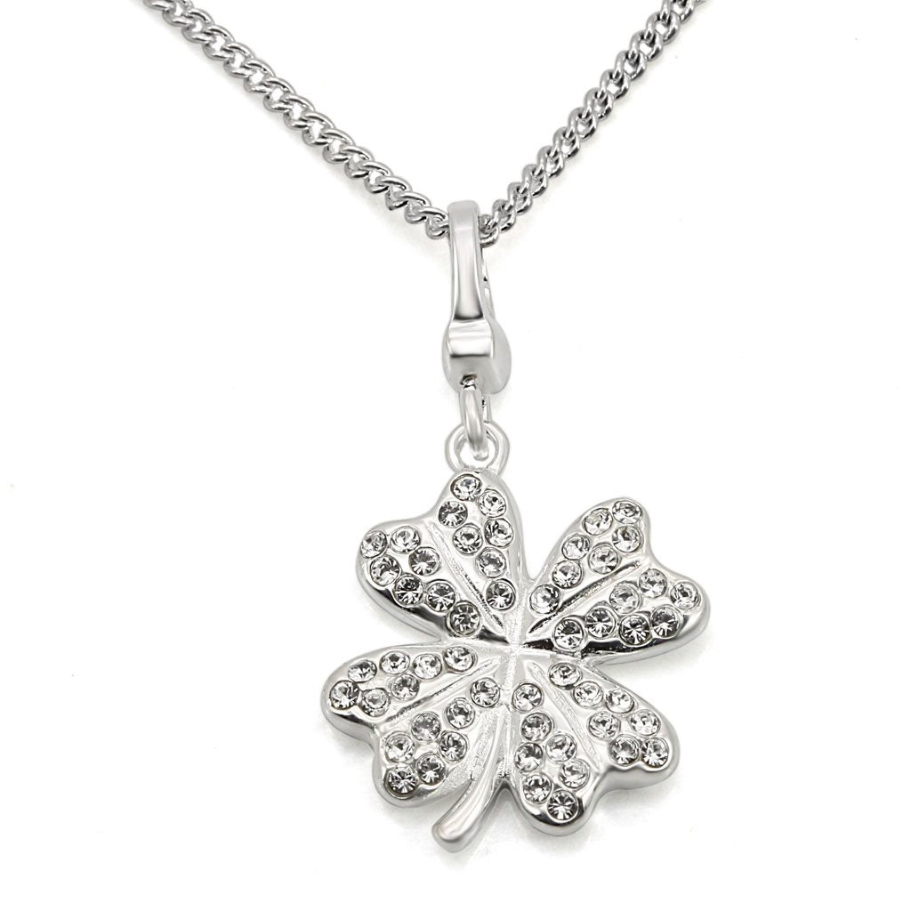 Silver 925 Sterling Silver Chain Pendant with Top Grade Crystal in Clear