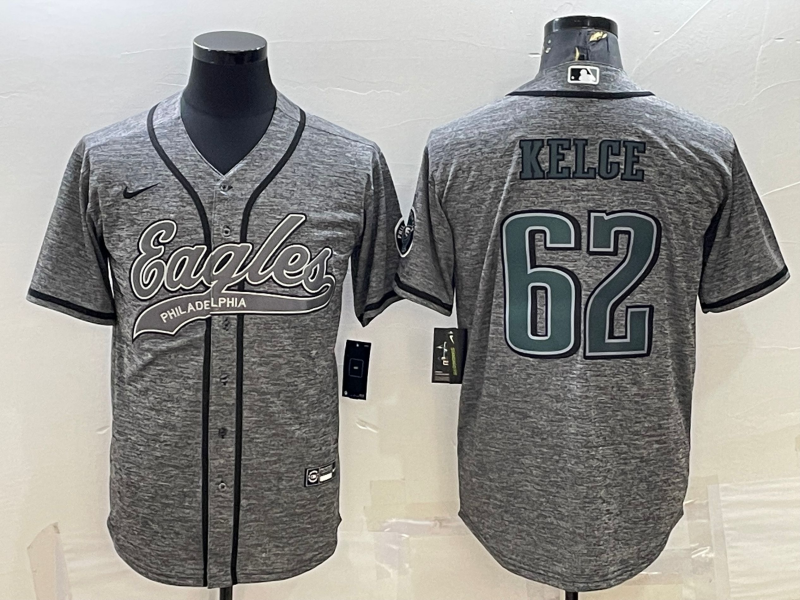 Men's Philadelphia Eagles Jason Kelce #62 Gray Player jersey Joint Edition