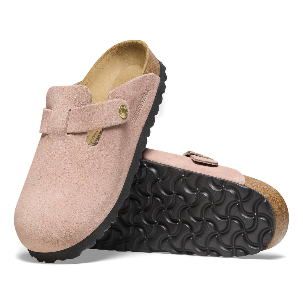Women's Boston Suede Leather Clogs In Light Rose
