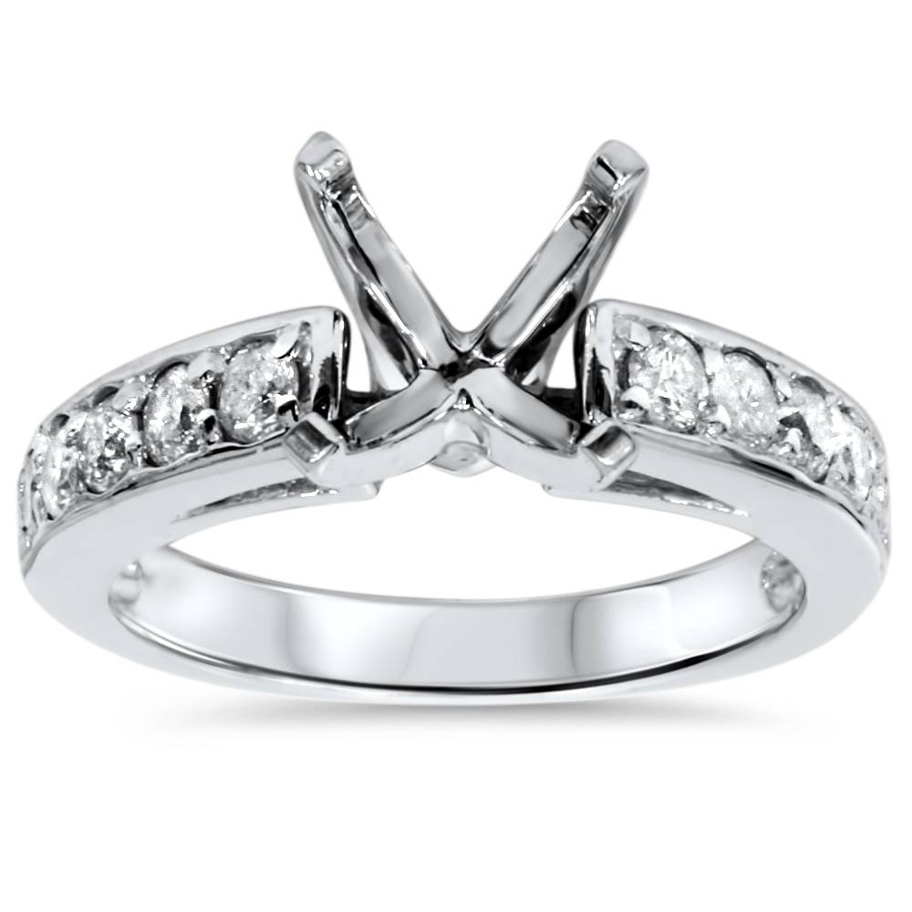 1/2ct Diamond Semi Mount Ring 14K White Gold Size: 6.5
