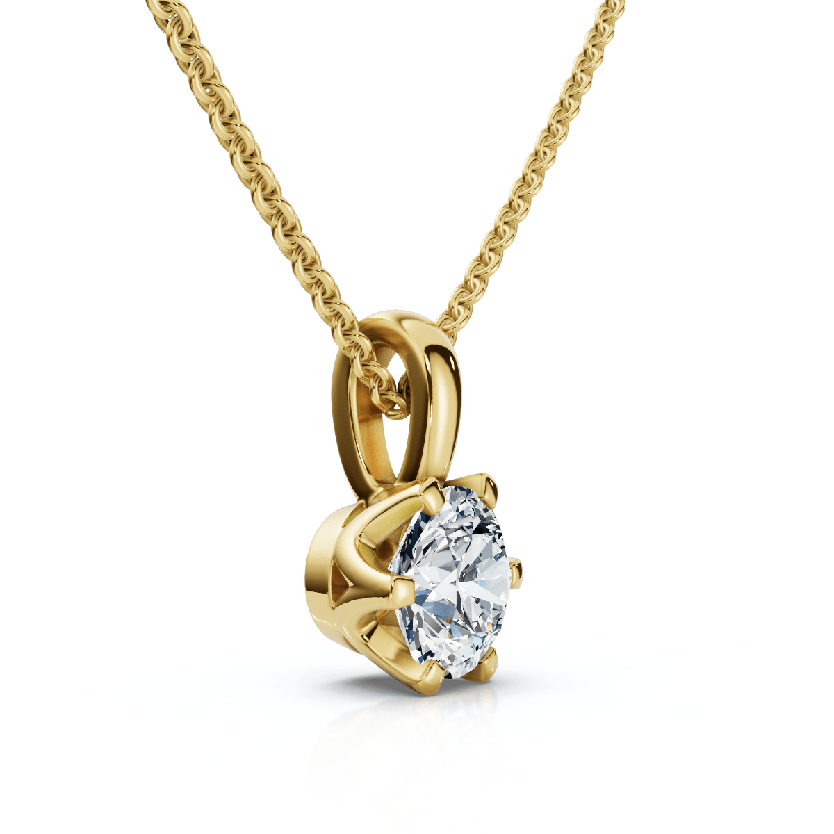 1/4Ct Round Solitaire Brilliant Cut Lab Grown Diamond Pendant 18" Necklace