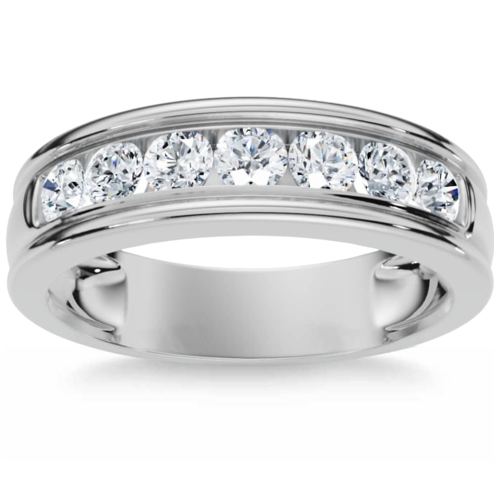5/8 Ct Mens Diamond Brushed Wedding Gold Ring