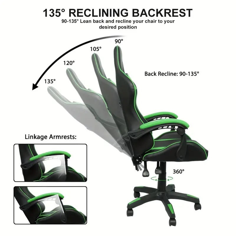 ergonomic high back gaming chair headrest lumbar support - Temu