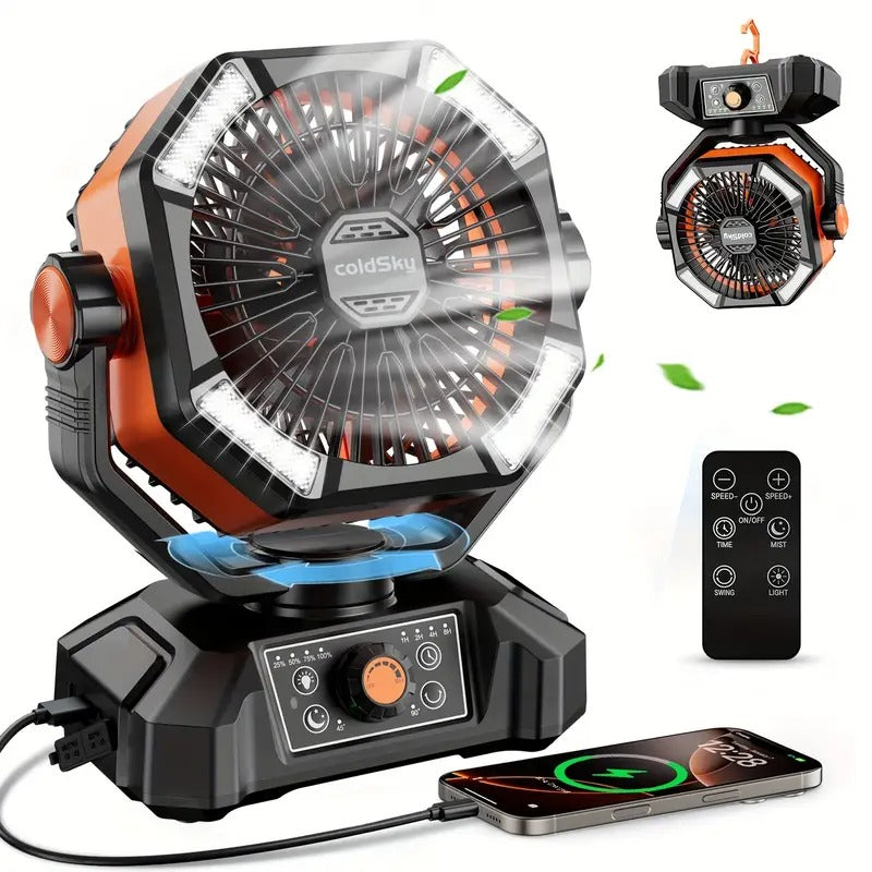 20000mah battery powered camping fan dual motor 8 speed - Temu