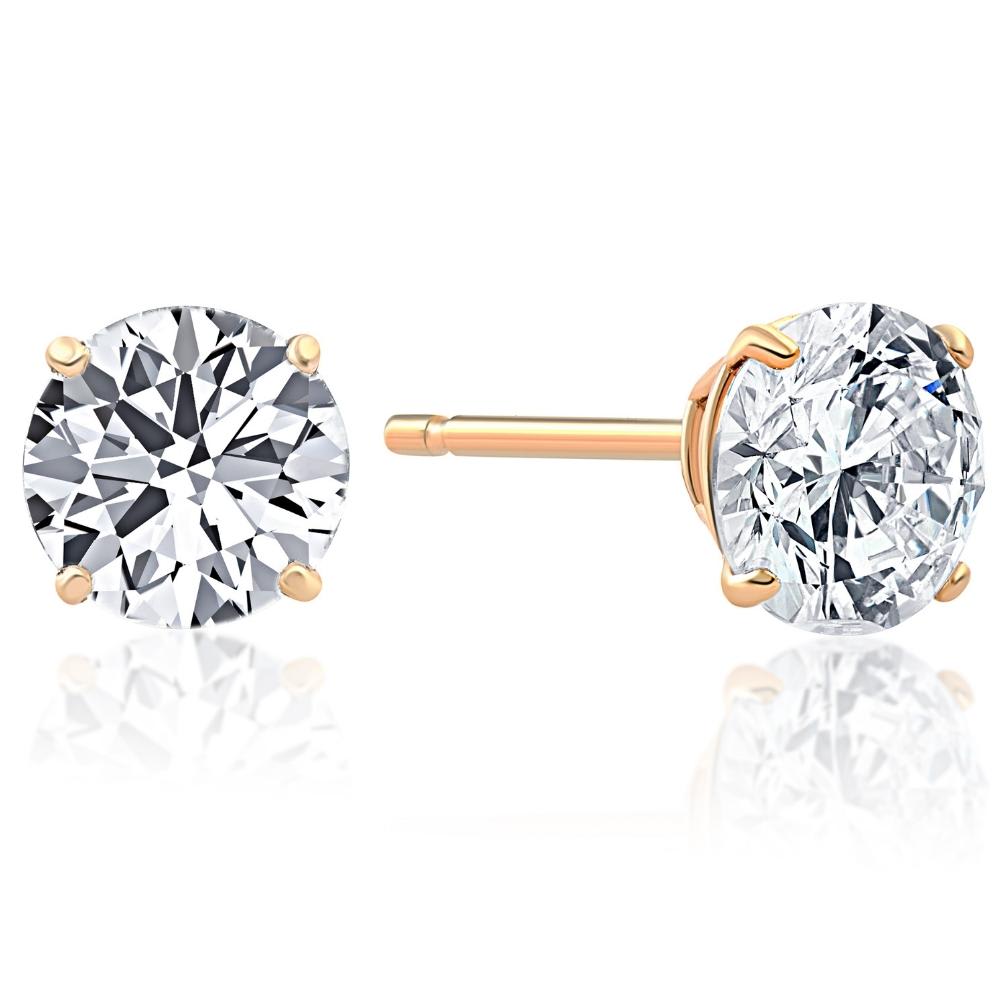 .33Ct Round Brilliant Cut Natural Quality VS2-SI1 Diamond Stud Earrings in 14K Gold Basket Setting