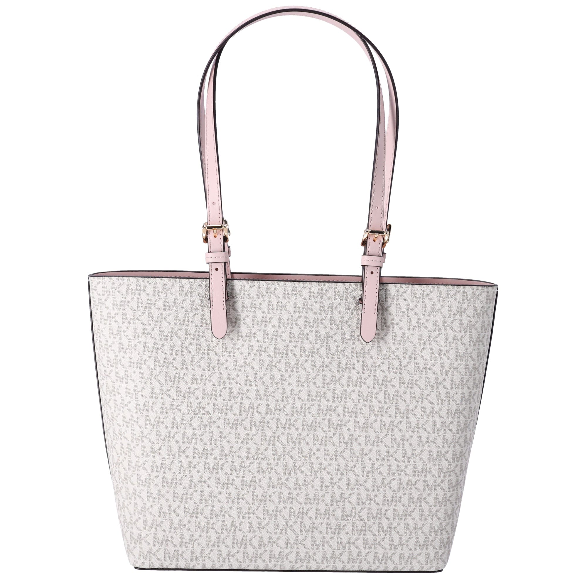 Michael Kors Jet Set Travel Medium Double Pocket Tote Vanilla MK Blush Pink