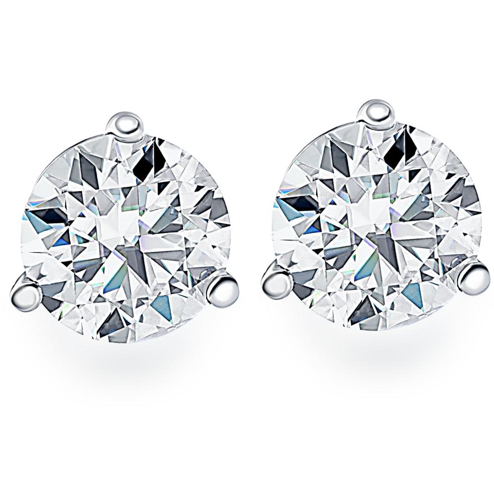 1.25Ct Round Brilliant Cut Natural Diamond Stud Earrings in 14K Gold Martini Setting