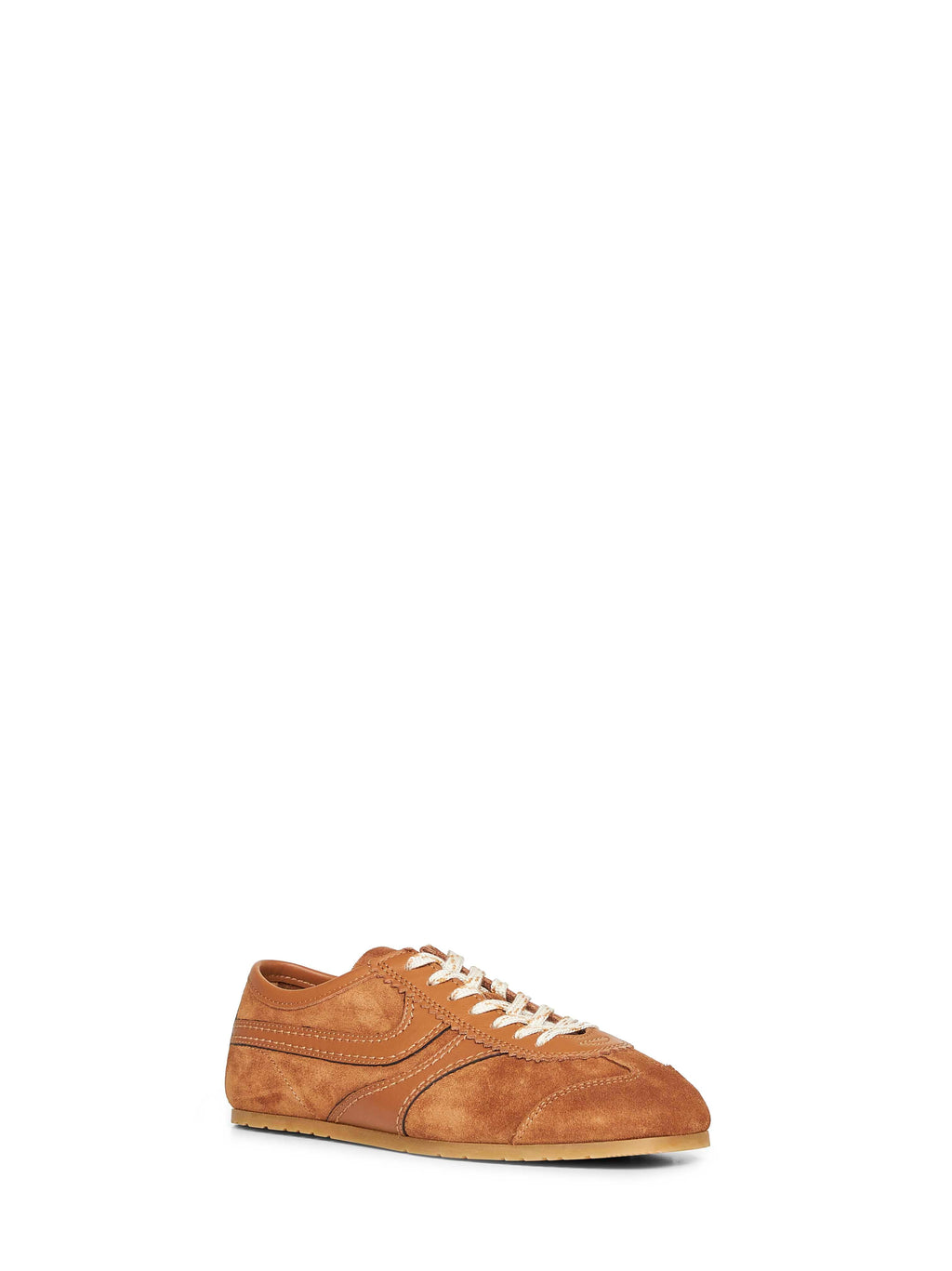 Dries Van Noten Women Tan Suede Sneakers With Leather Details