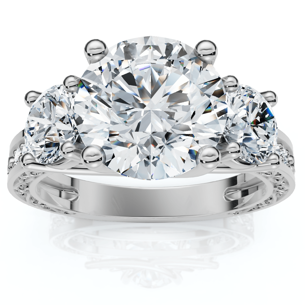 Certified 3.40Ct Round Cut Diamond Engagement Ring 14k Gold Lab Grown