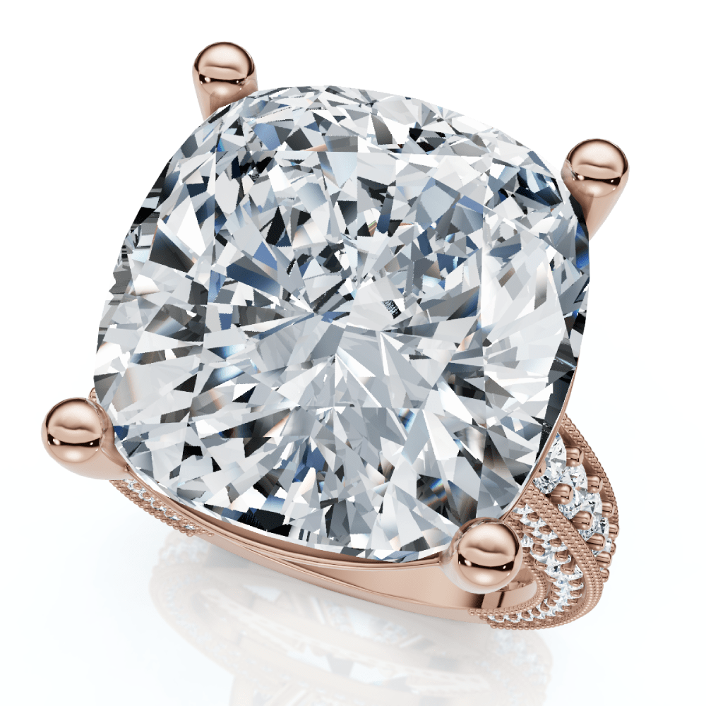 Certified 16Ct Cushion Diamond Engagement Ring 14k Gold Lab Grown