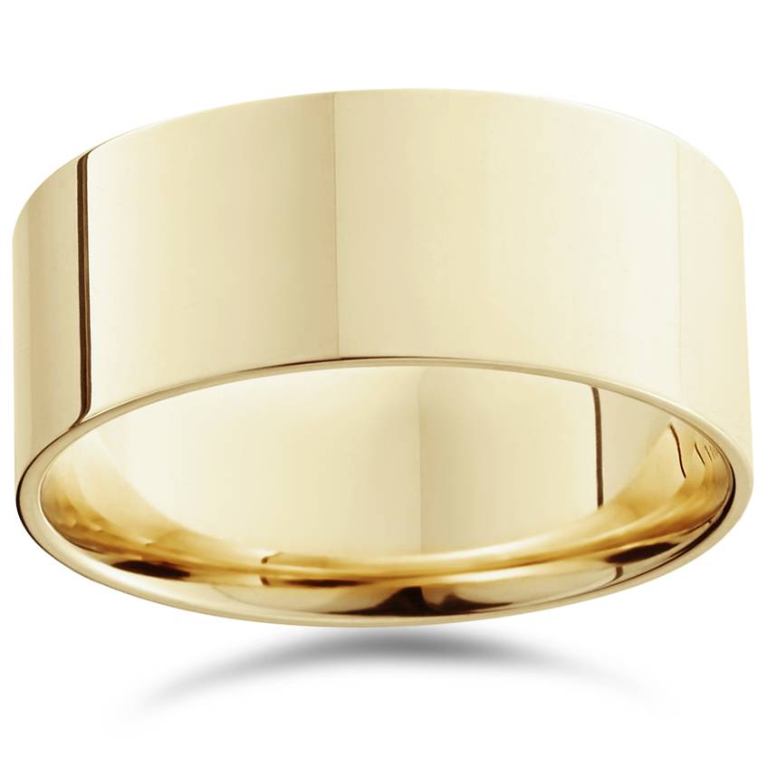 9mm Flat High Polished Wedding Band 10K Yellow Gold Size Selectable