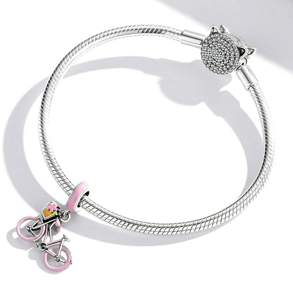 Two-tone Spinning Wheels Bicycle Dangle Charm
