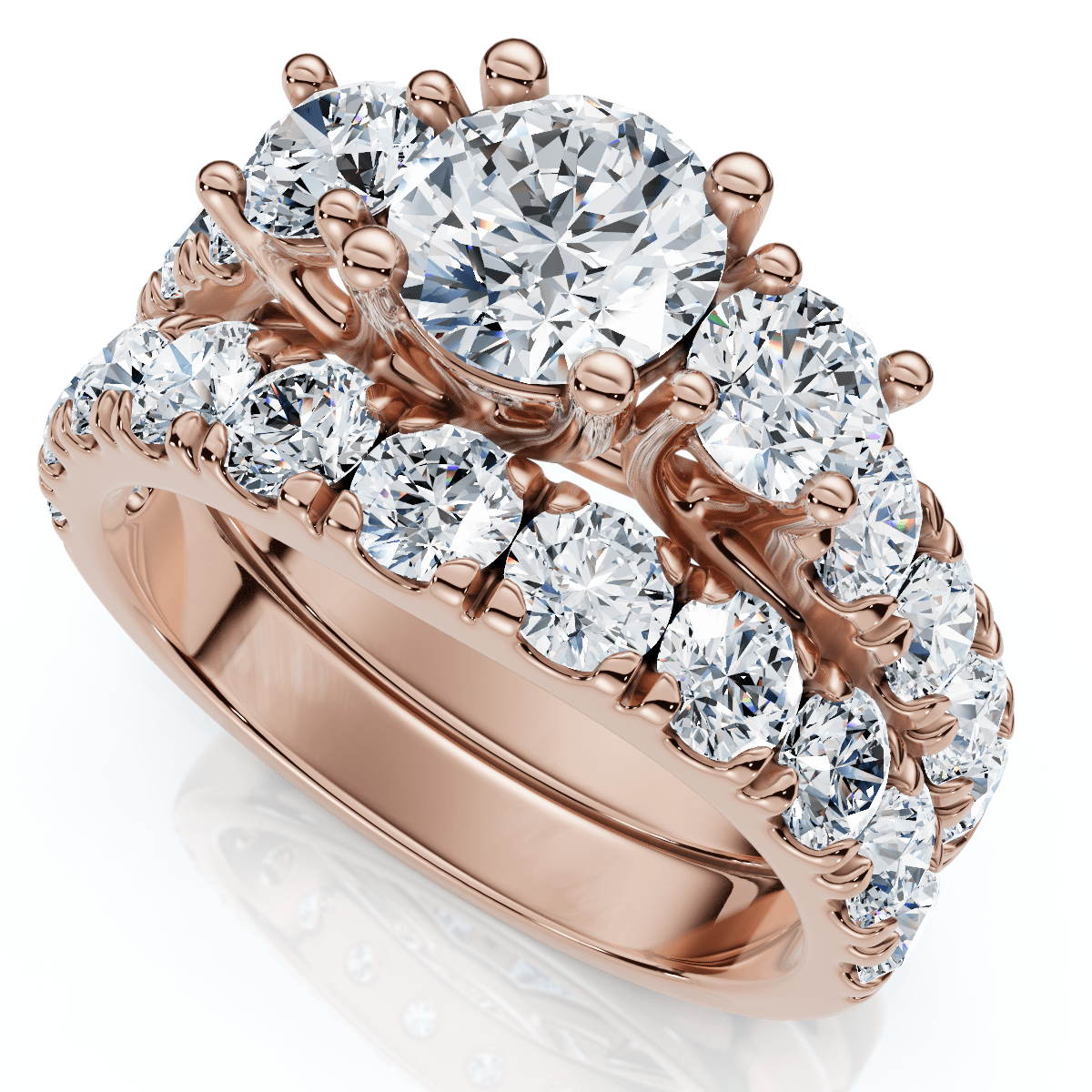 2Ct TW 3-Stone Diamond Engagement Wedding Ring Set 14k Gold or Pt Lab Grown
