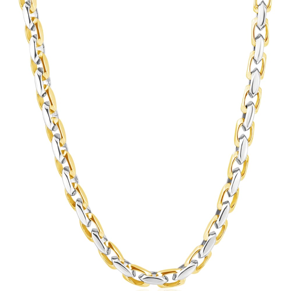 Men's Round 14k White Gold 6mm Link Chain Bracelet 9"